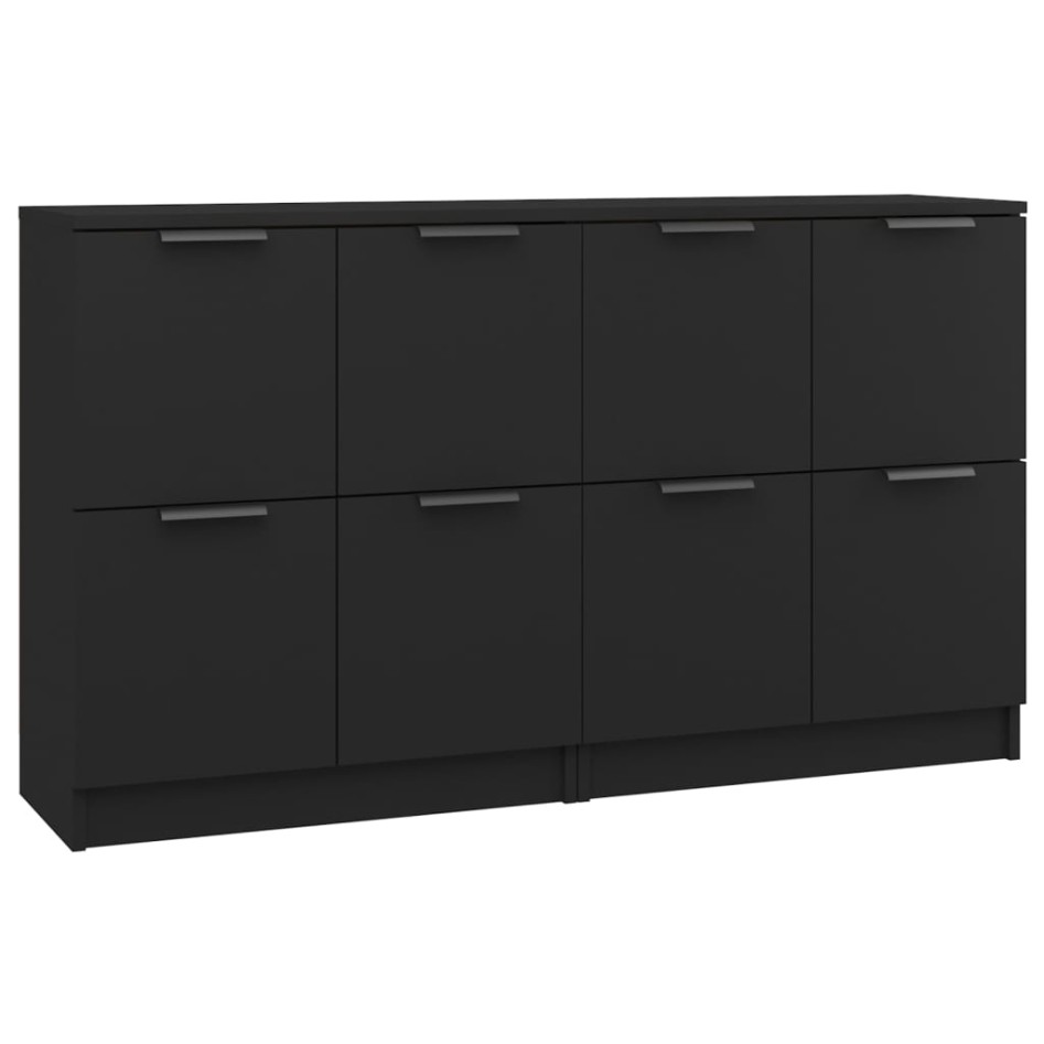 Aparadores 2 uds madera contrachapada negro 60x30x70