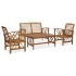 Juego de muebles de jardín 4 piezas madera maciza de