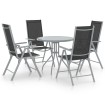 Set de comedor para jardín 5 piezas aluminio y textilene plata