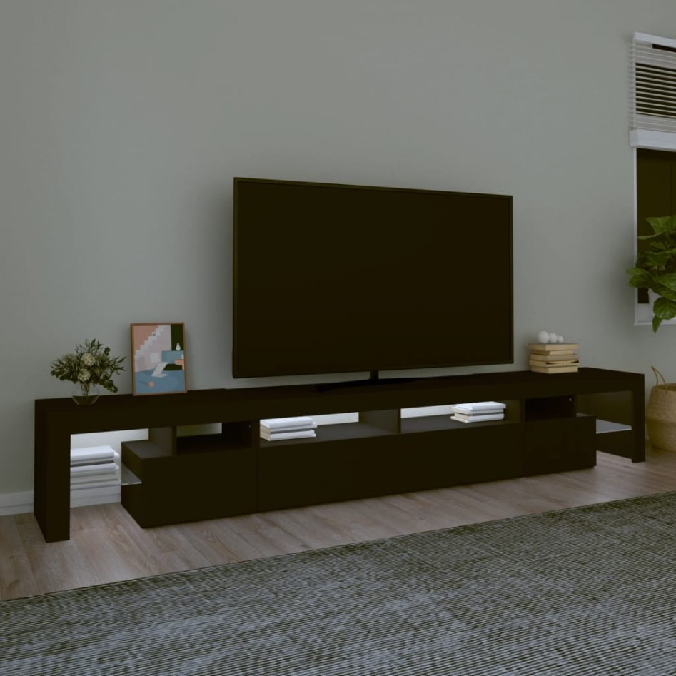 Mueble de TV con luces LED Negro 260x36,5x40
