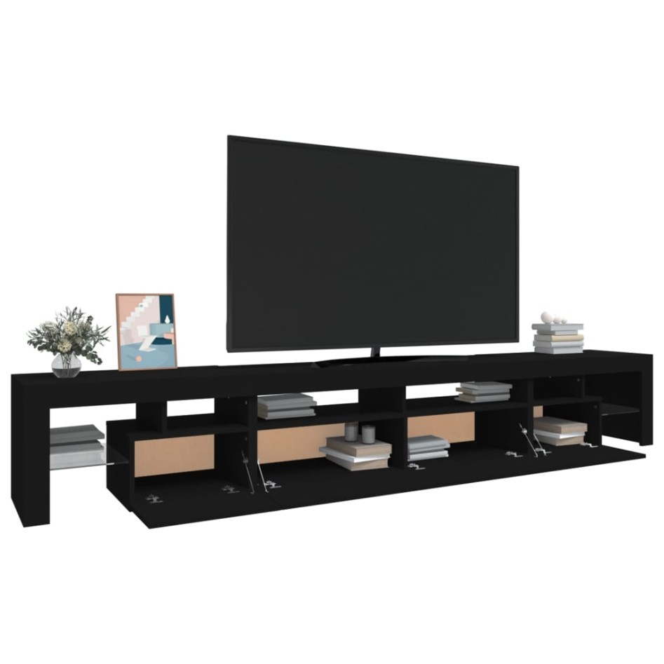 Mueble de TV con luces LED Negro 260x36,5x40
