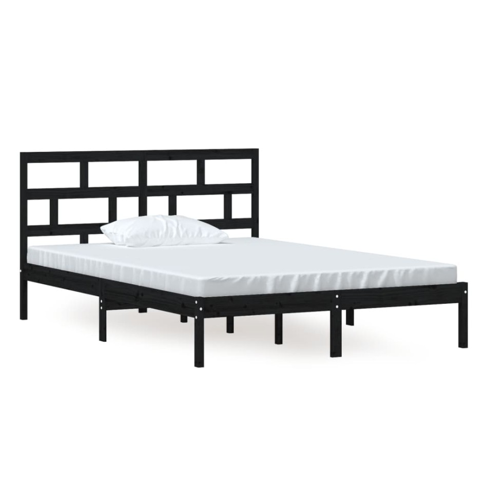Estructura de cama de madera maciza de pino negro 140x200