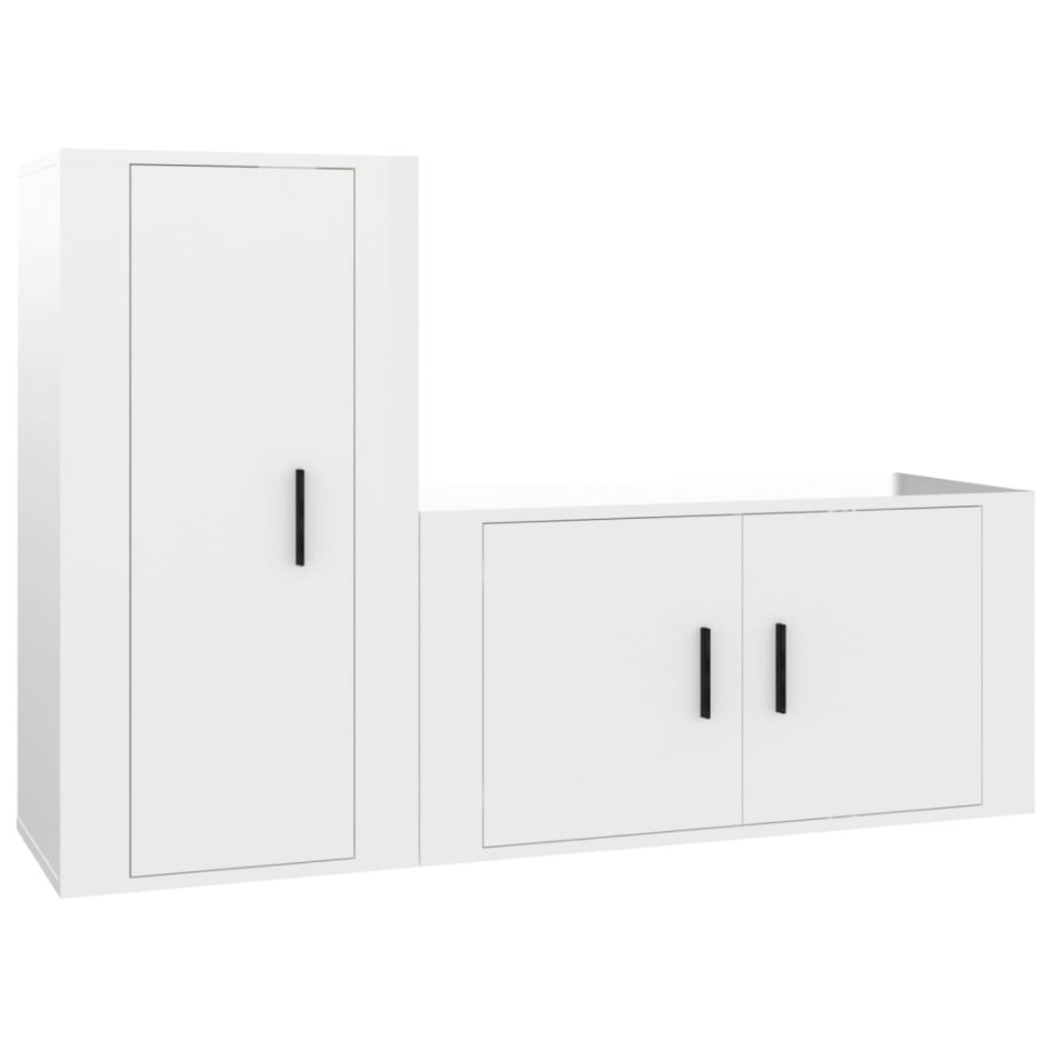 Set de muebles de TV 2 pzas madera contrachapada blanco