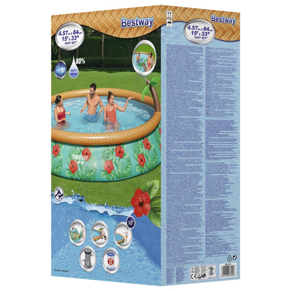 Bestway Piscina hinchable Fast Set serie Paradise Palms 457x84
