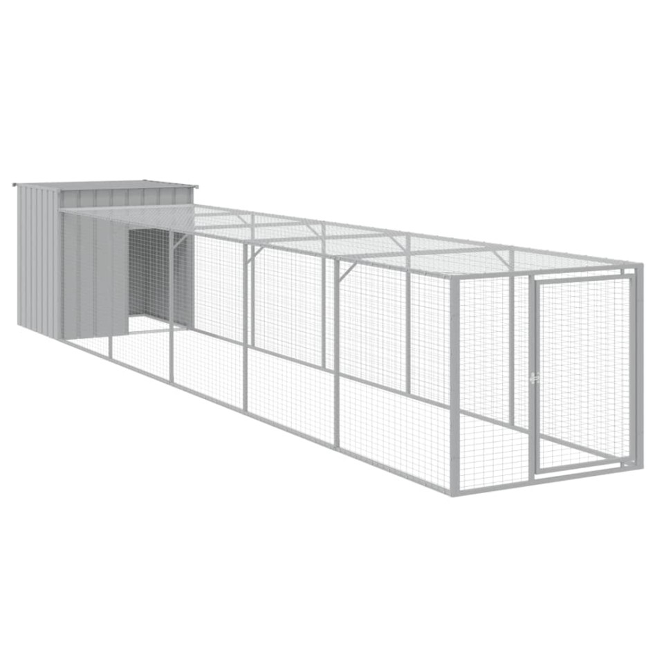 Gallinero con corral acero galvanizado gris claro