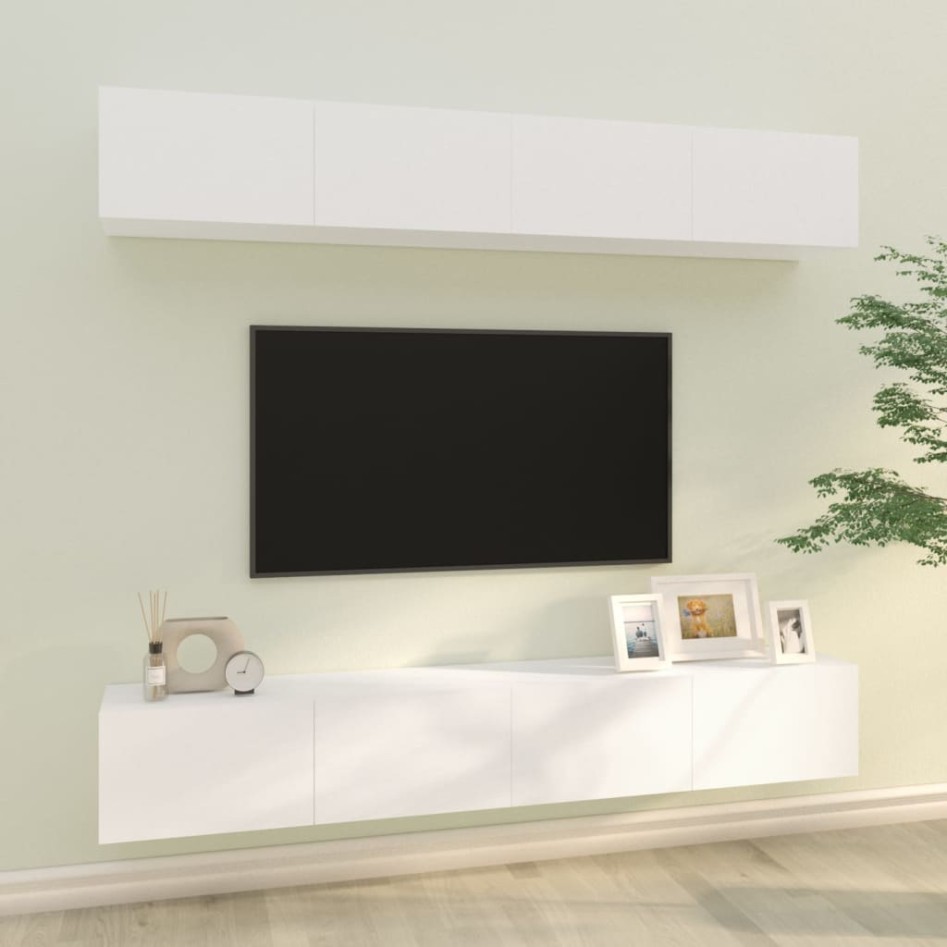 Muebles de TV 4 piezas blanco 100x30x30