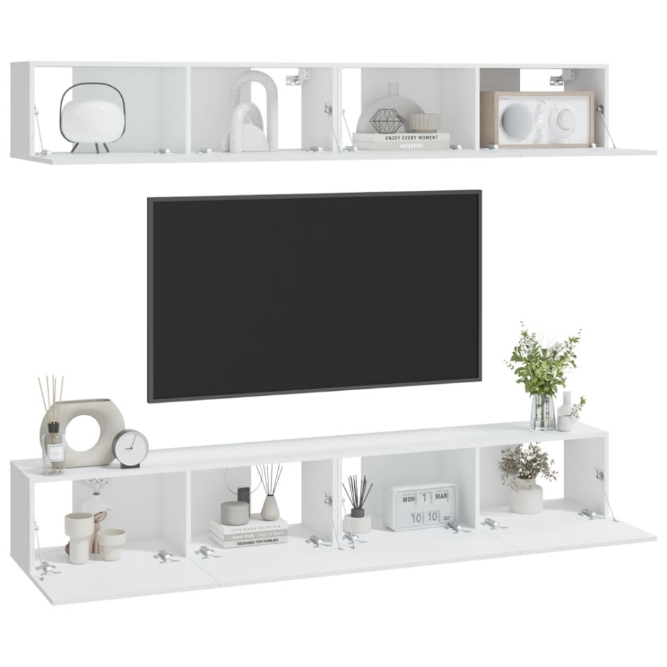 Muebles de TV 4 piezas blanco 100x30x30