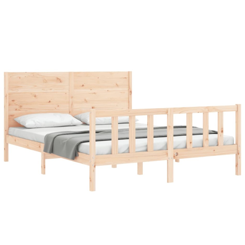 Estructura de cama con cabecero madera maciza 160x200