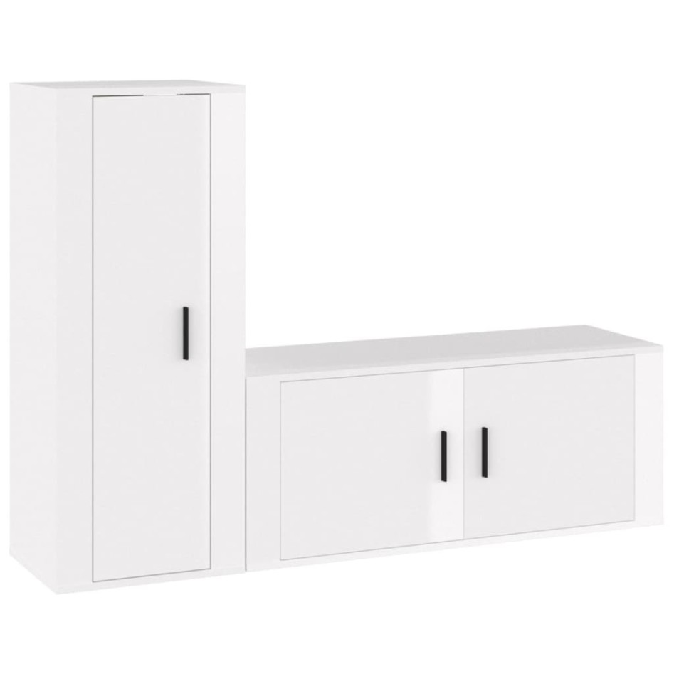 Set de muebles de TV 2 pzas madera contrachapada blanco