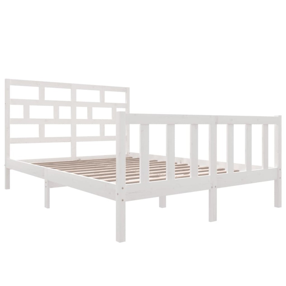 Estructura de cama de madera maciza de pino blanco 160x200