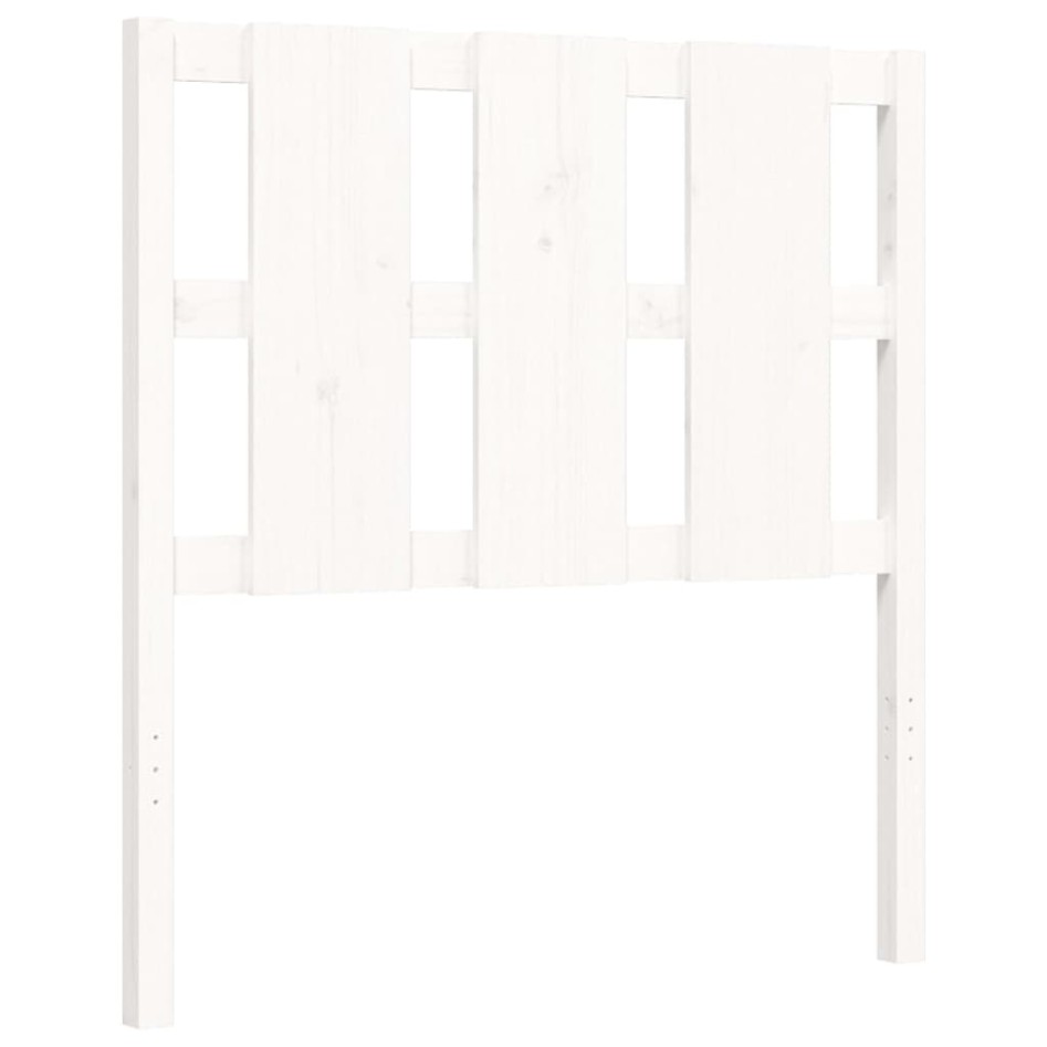 Estructura de cama con cabecero madera maciza blanco 90x200