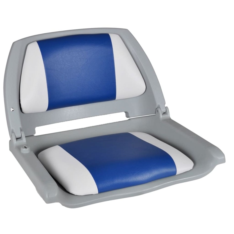 2x Asiento barco respaldo plegable cojín azul blanco