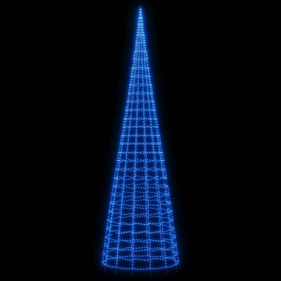 Árbol de Navidad en asta de bandera 3000 LED azul 800