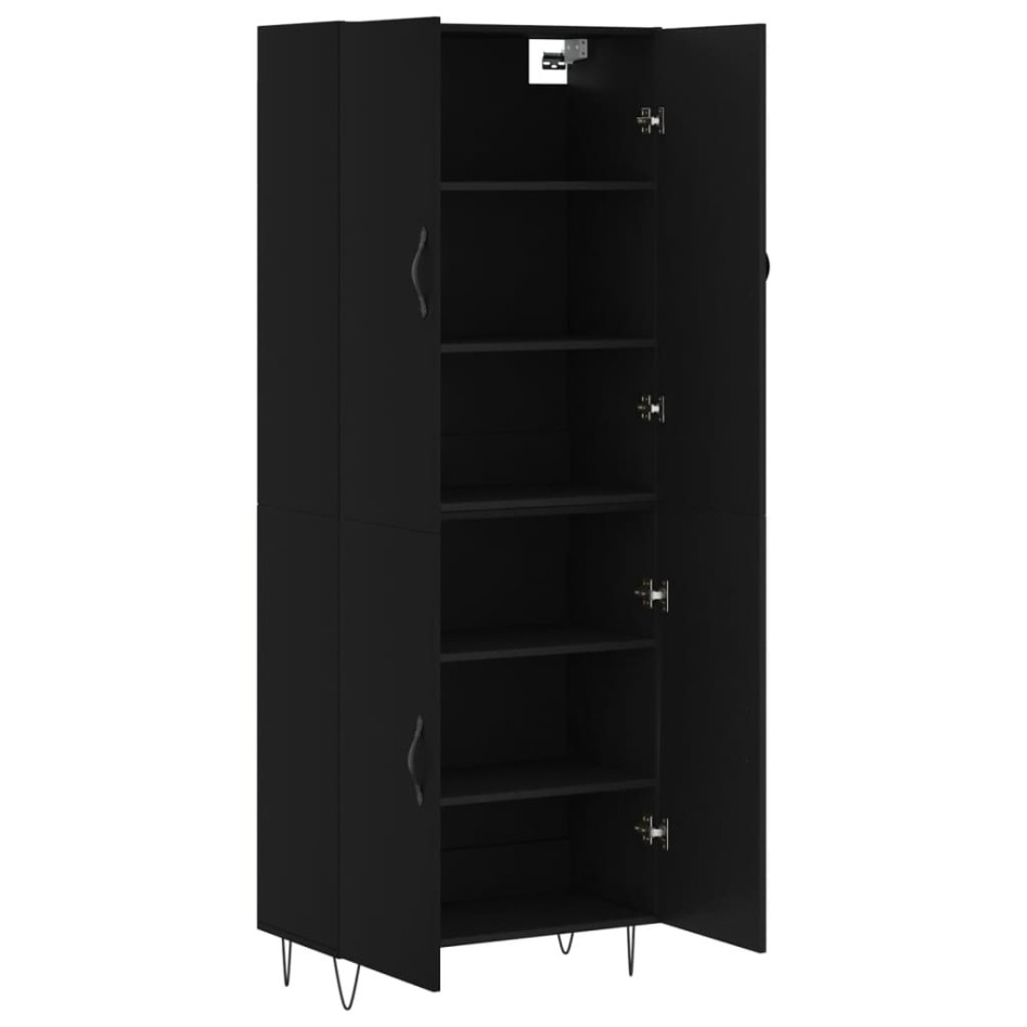 Aparador alto madera contrachapada negro 69,5x34x180