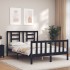 Estructura de cama con cabecero madera maciza negro 140x190