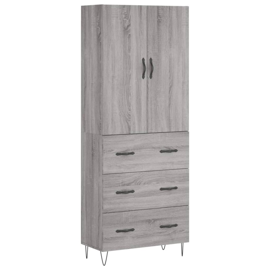 Aparador alto madera contrachapada gris sonoma 69,5x34x180