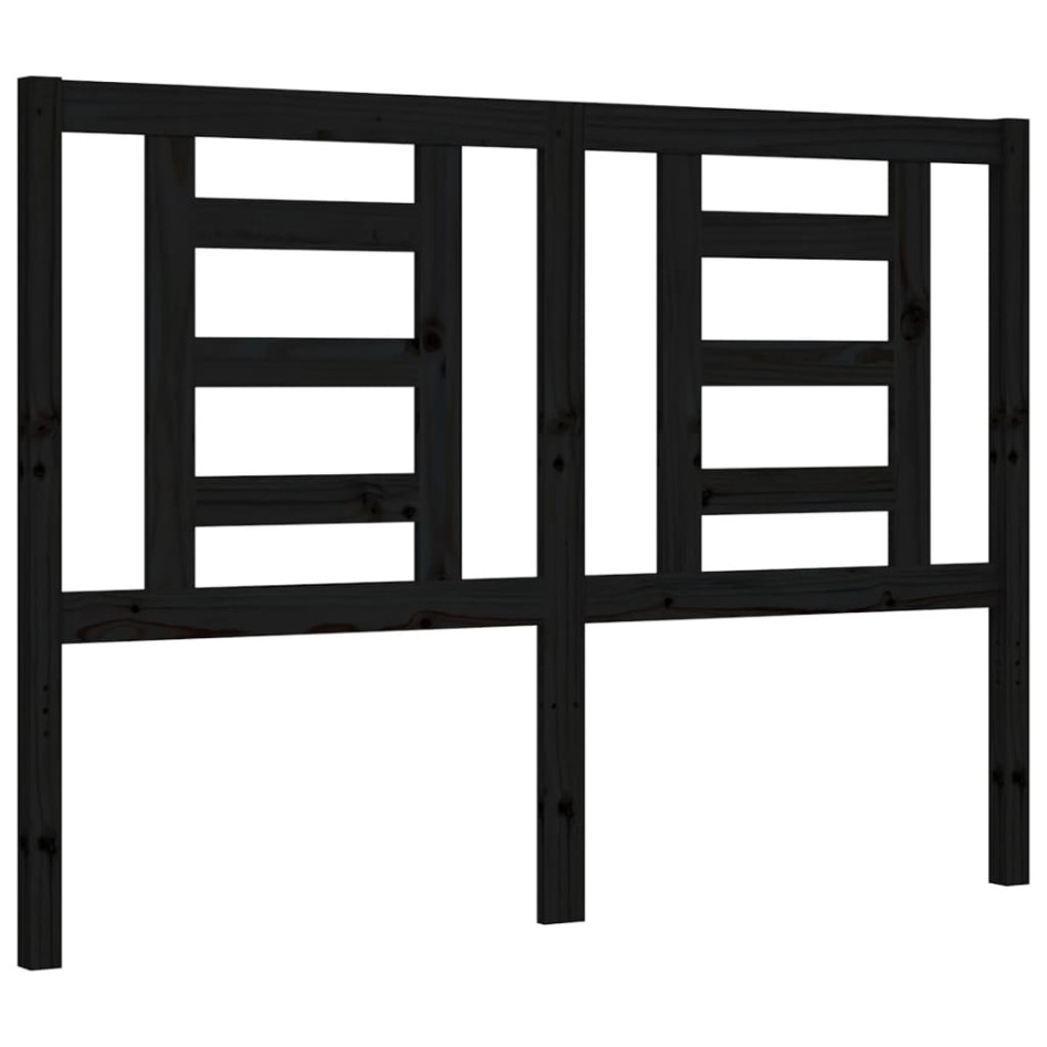 Estructura de cama con cabecero madera maciza negro 140x190