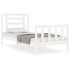 Estructura de cama con cabecero madera maciza blanco 90x200