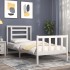 Estructura de cama con cabecero madera maciza blanco 90x200