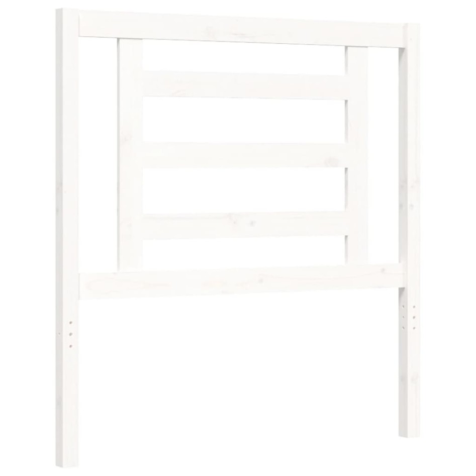 Estructura de cama con cabecero madera maciza blanco 90x200