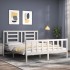 Estructura de cama con cabecero madera maciza blanco 160x200