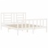 Estructura de cama con cabecero madera maciza blanco 160x200
