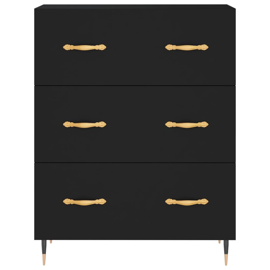 Aparador alto madera contrachapada negro 69,5x34x180