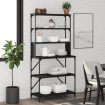 Estantería cocina 6 niveles madera ingeniería negro 90x40x180cm