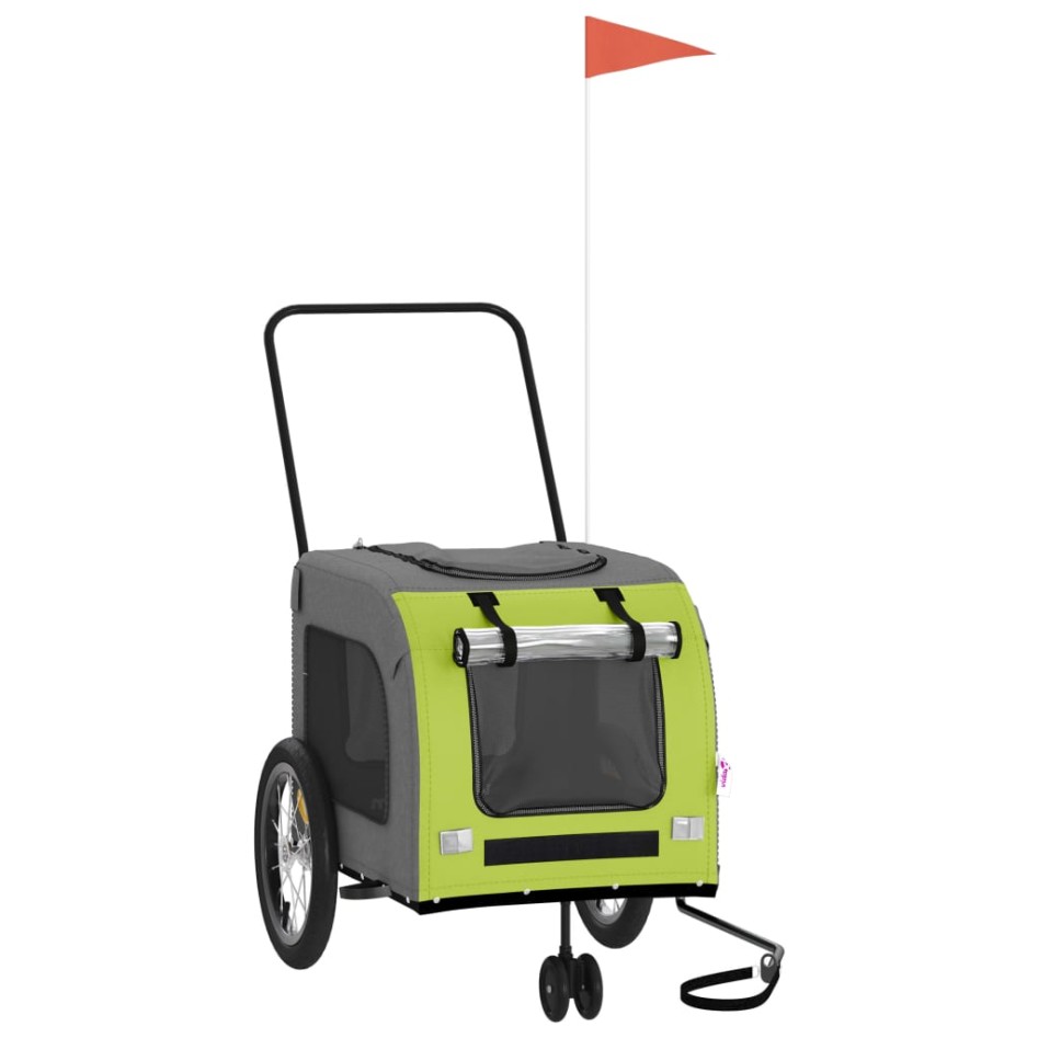 Remolque de bicicleta mascotas hierro tela Oxford verde