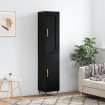 Aparador de madera contrachapada negro 34,5x34x180 cm