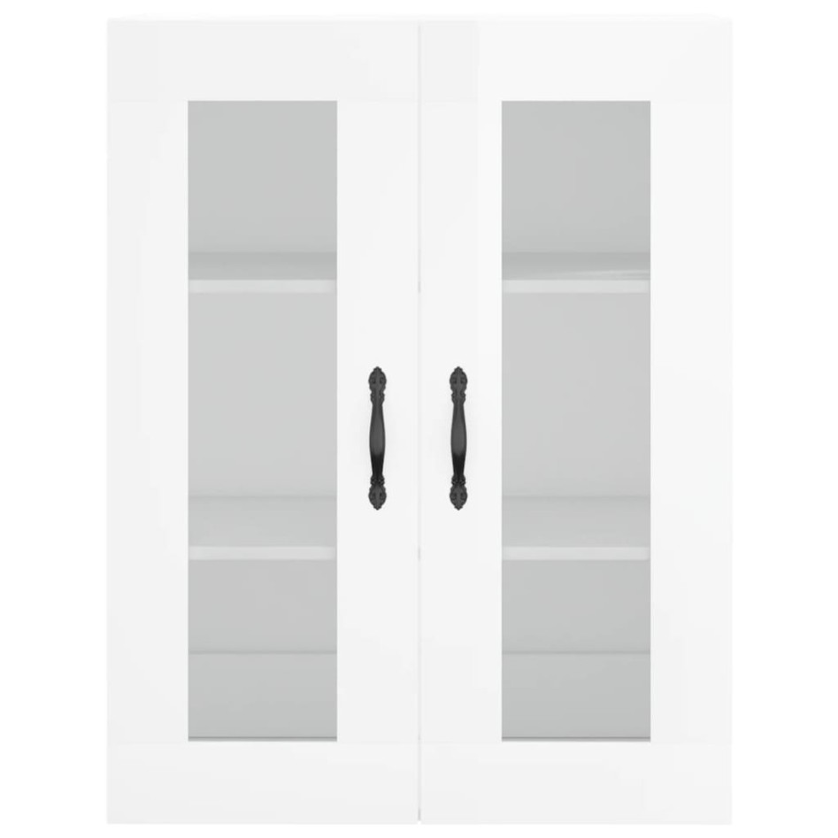 Aparador alto madera contrachapada blanco brillo 69,5x34x180