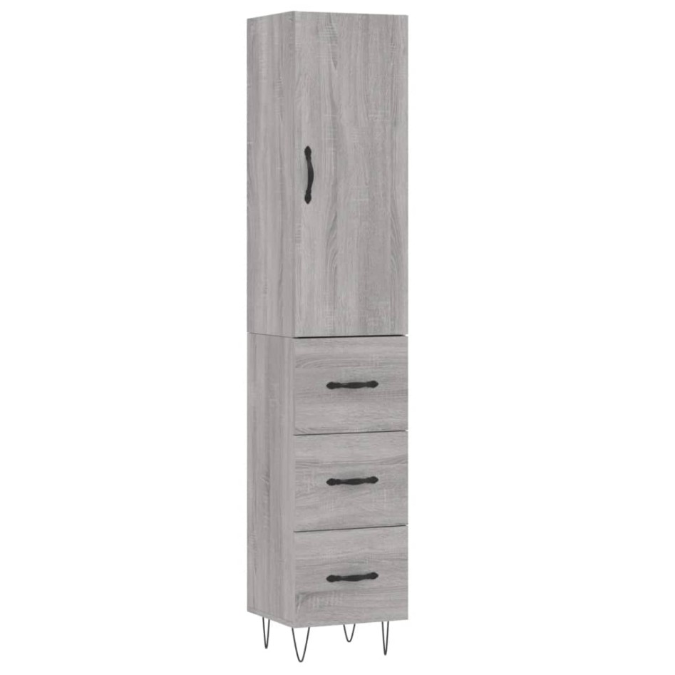 Aparador alto madera contrachapada gris Sonoma 34,5x34x180