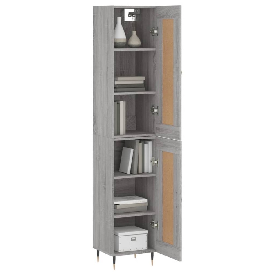 Aparador alto madera contrachapada gris Sonoma 34,5x34x180