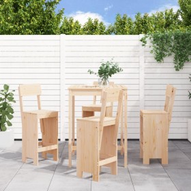 Set de mesa y taburetes altos jardín 5 pzas madera maciza