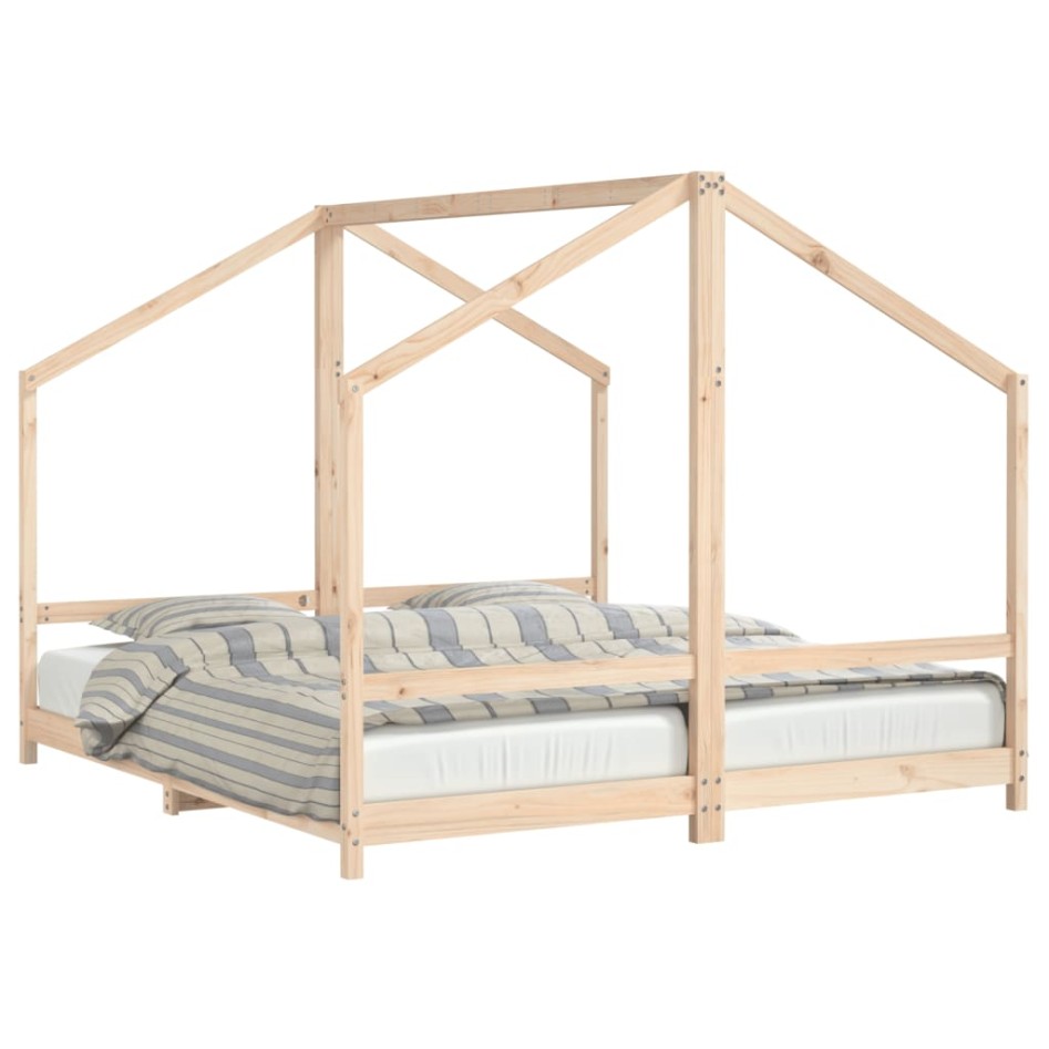 Estructura de cama de niños madera maciza de pino 2x(90x200)