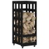 Leñero con ruedas madera maciza de pino negro 40x49x110