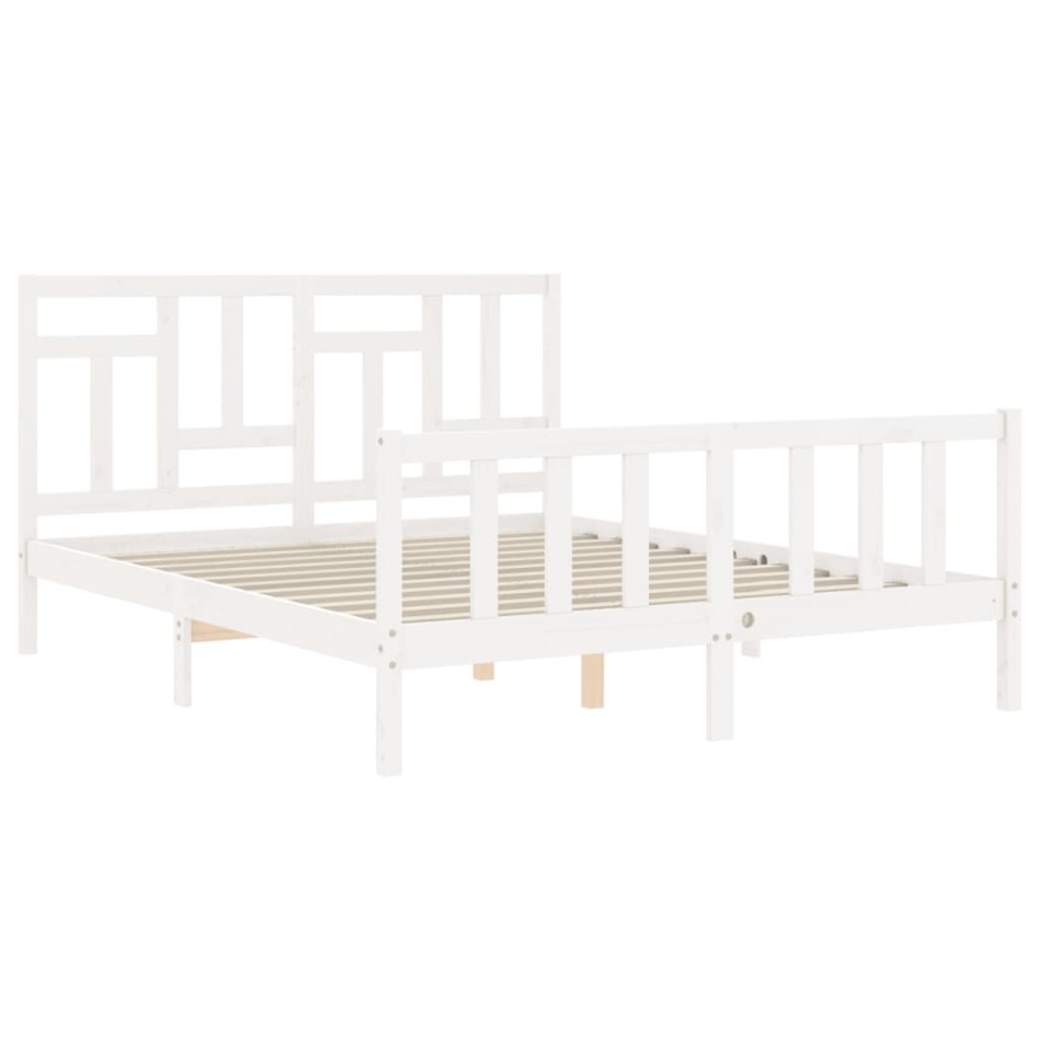 Estructura de cama matrimonio con cabecero madera maciza