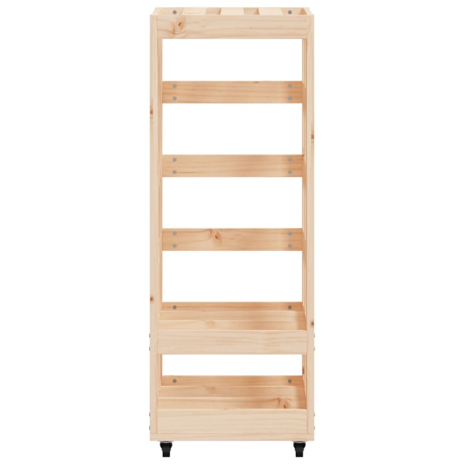Leñero con ruedas madera maciza de pino 40x49x110