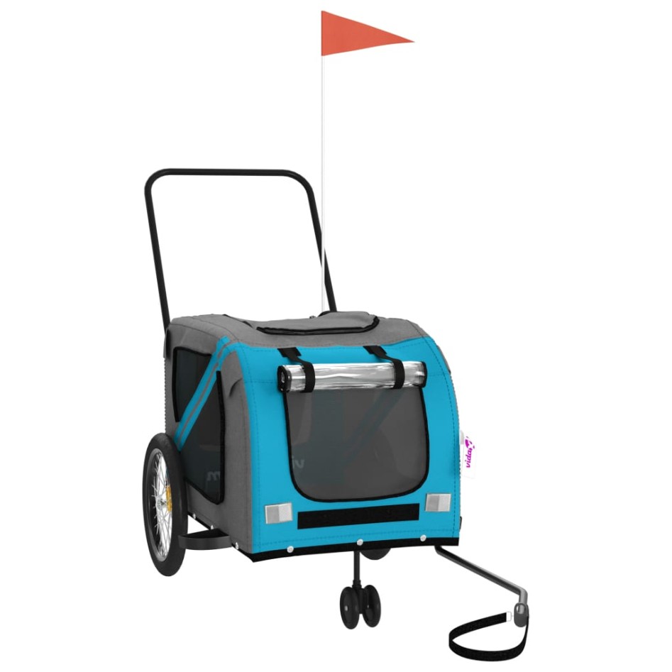 Remolque de bicicleta mascotas hierro tela Oxford azul