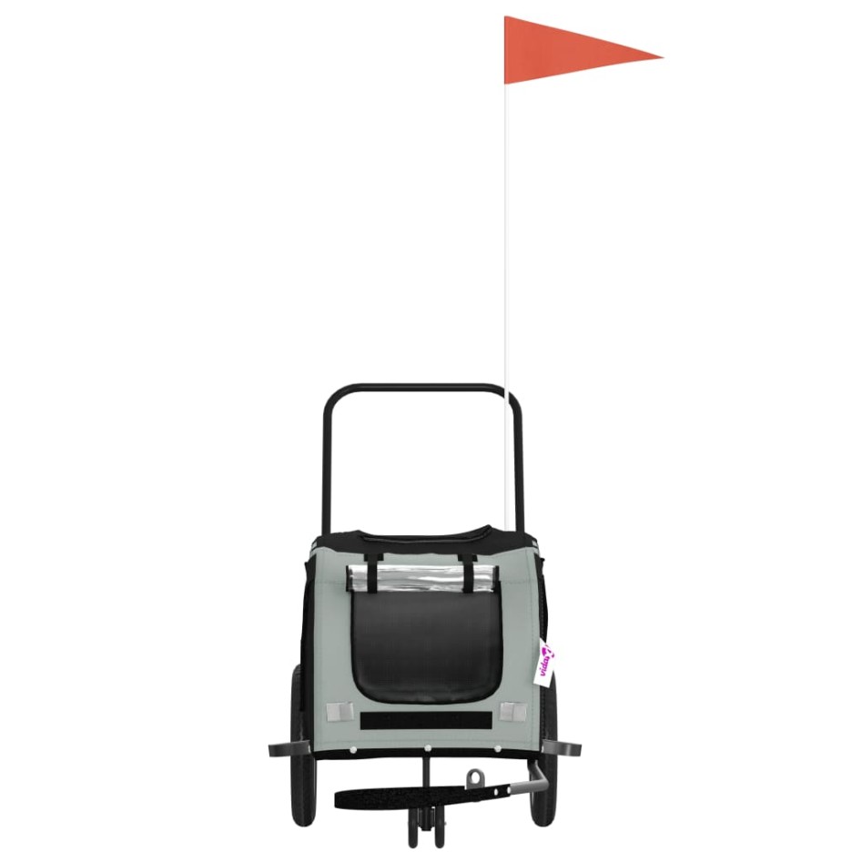 Remolque de bicicleta mascotas hierro tela Oxford gris