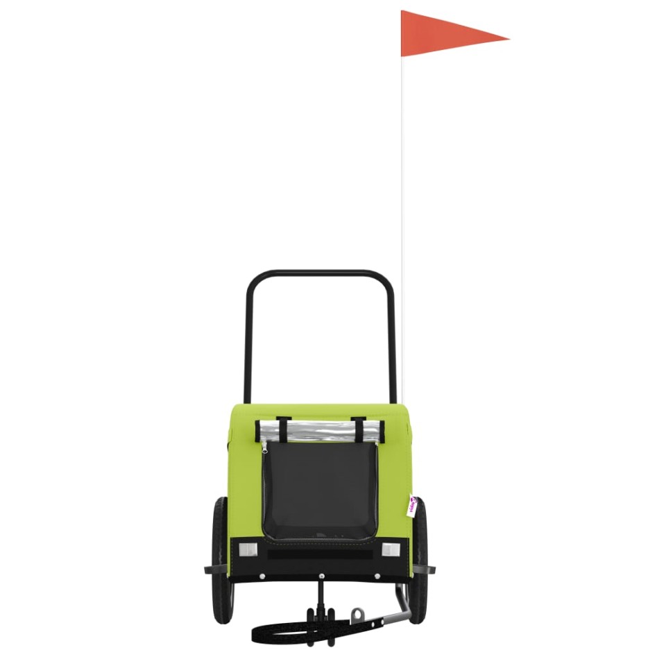 Remolque de bicicleta mascotas hierro tela Oxford verde