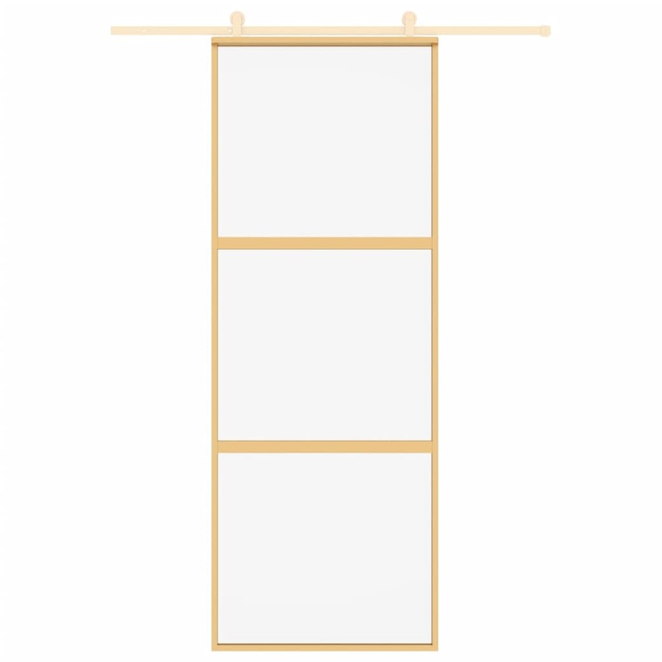 Puerta corredera dorada de vidrio ESG transparente y