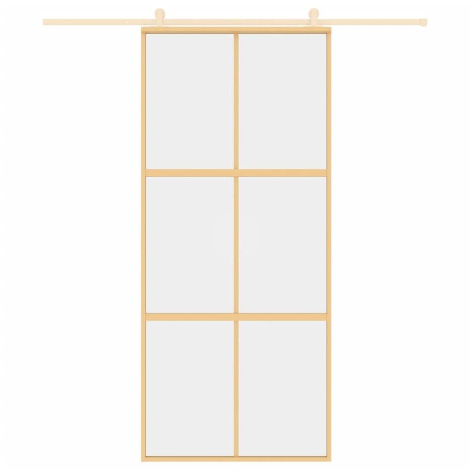Puerta corredera dorada de vidrio ESG transparente y