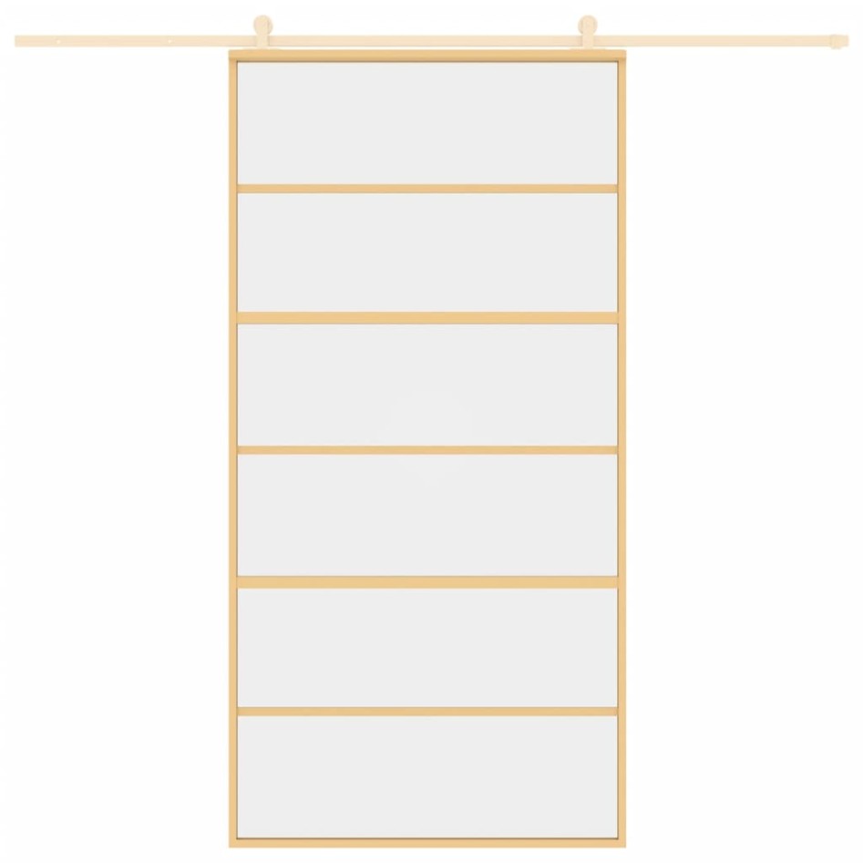 Puerta corredera dorada de vidrio ESG transparente y