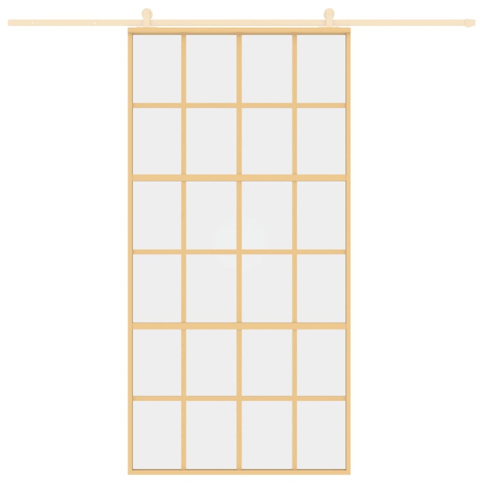 Puerta corredera dorada de vidrio ESG transparente y