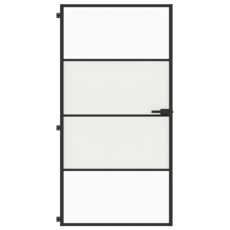 Puerta interior delgada negra vidrio y aluminio 102,5x201,5