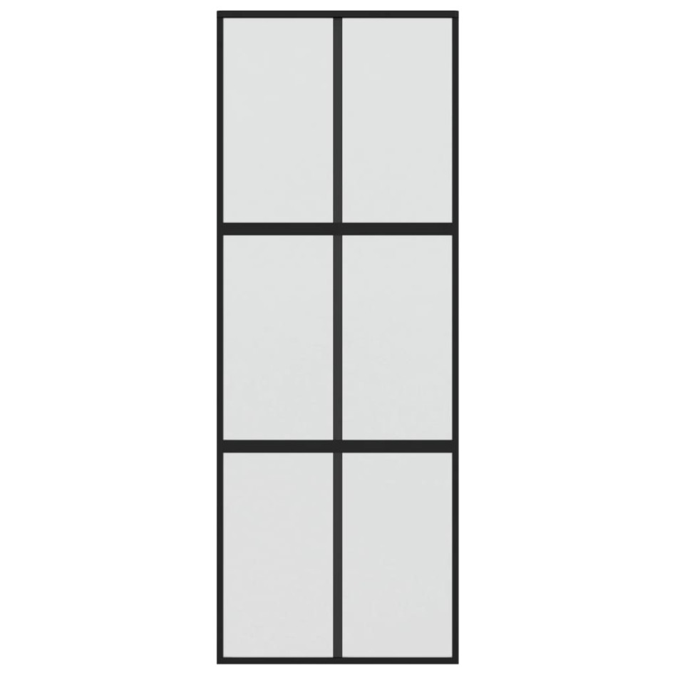 Puerta corredera vidrio templado y aluminio negra 76x205