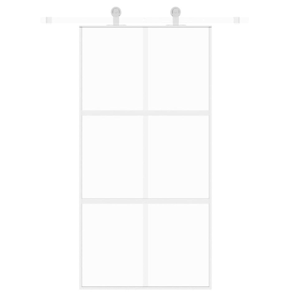 Puerta corredera vidrio templado y aluminio blanca 102,5x205