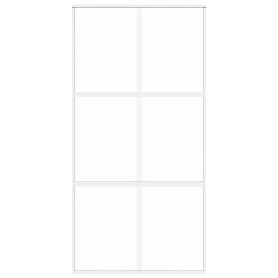 Puerta corredera vidrio templado y aluminio blanca 102,5x205