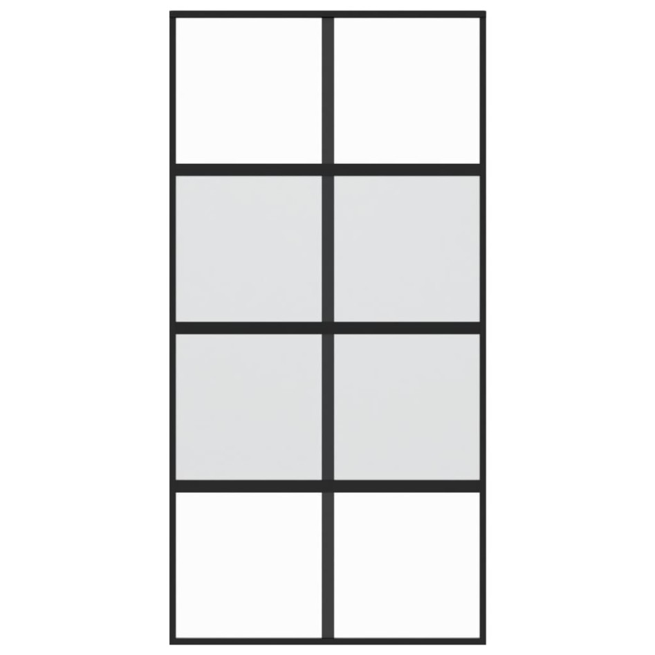 Puerta corredera vidrio templado y aluminio negra 102,5x205